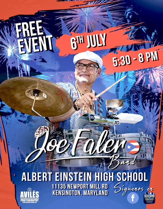 Poster for the Joe Falero Band Presentation on July 6, 2024.